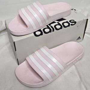 ADIDAS pink‎ Adilette Aqua 3 stripe quick dry slides sandals 9